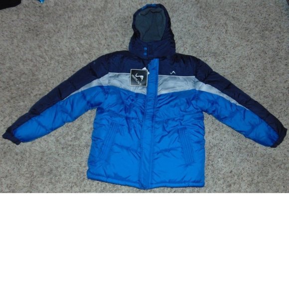 *Winter Jacket Vertical 9 sz 12/14 Blue Hooded Heavy Puffy Snow Board Ski Boys